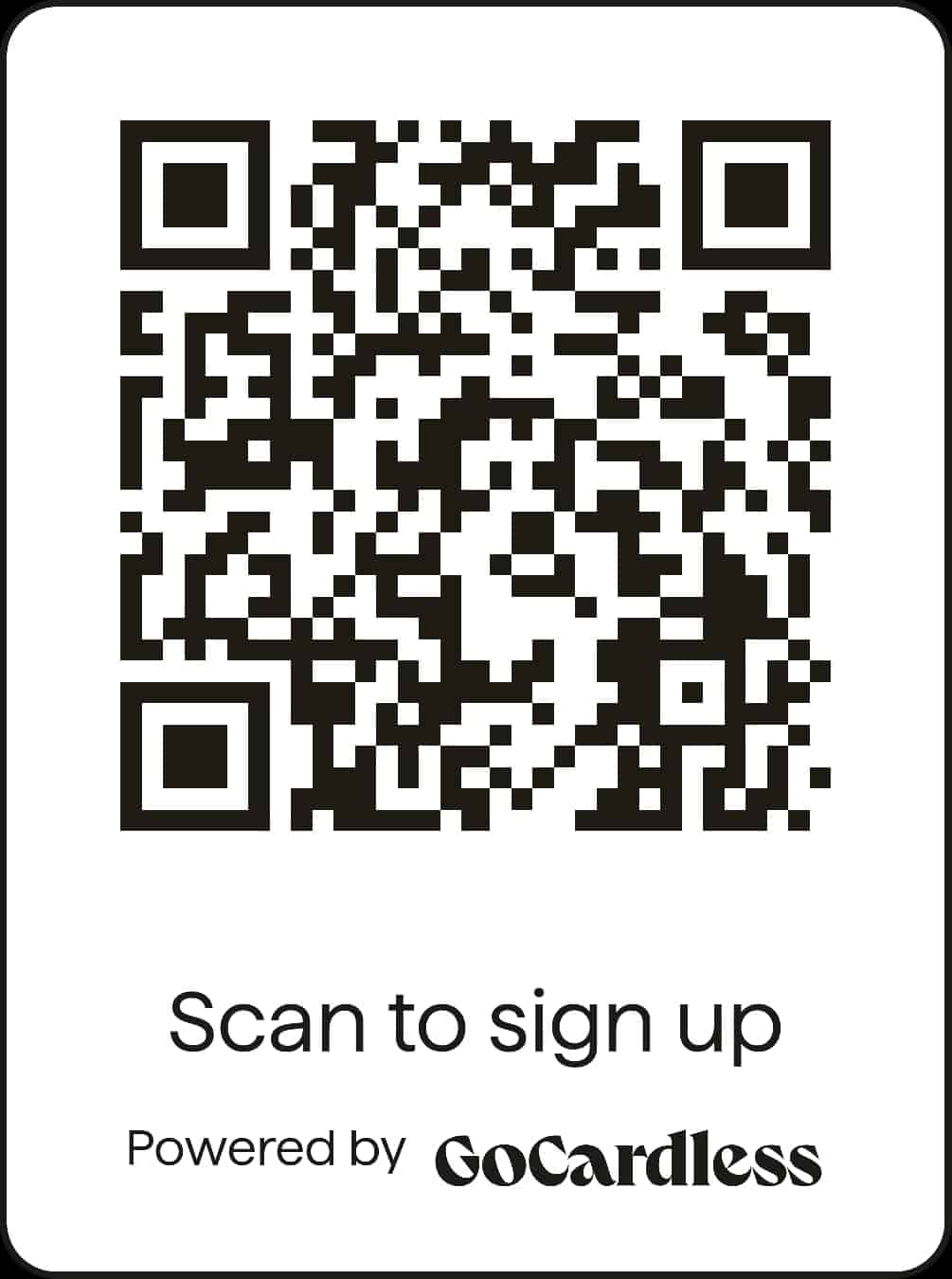 QR code to allow signing up for a direct debit to Freshbinz Ltd